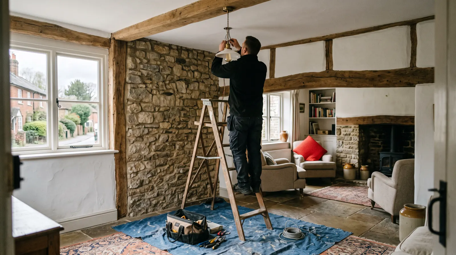Electrician arriving at a home in Wrotham